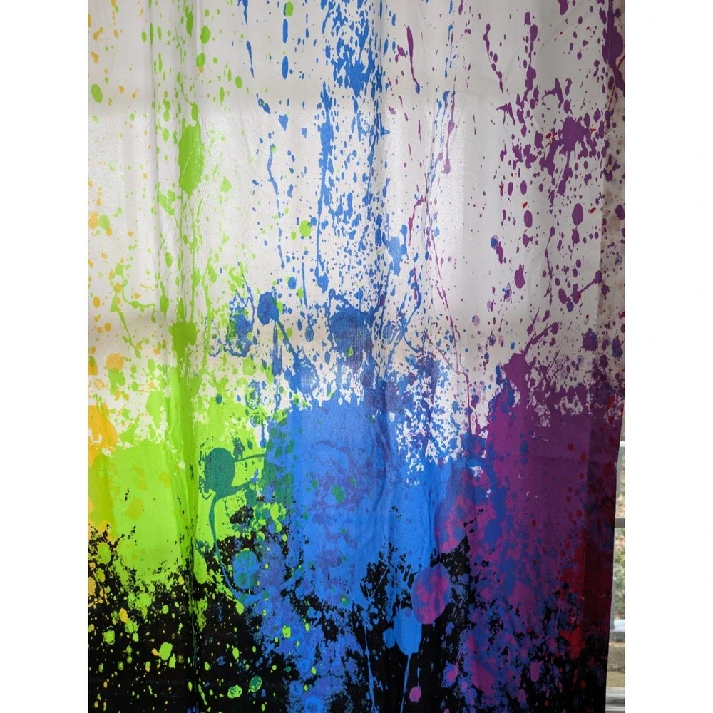 Vintage Crayola Curtain Spattered Paint Drip 2 Panels 51